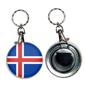 Iceland Flag Bottle Opener Round Key Ring (55mm) - Picture 1 of 2