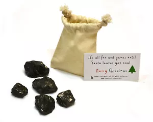 Santa's Scientific Christmas Coal, Cotton Bag and 5 Small Lumps - Picture 1 of 5