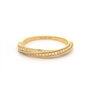 Verlas 18k Yellow Gold 0.50ctw Round Pave Diamond Covered Half Swirl Band Ring - Picture 1 of 11
