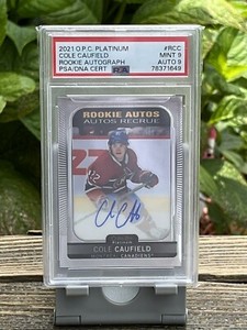 2021-22 O.P.C. Platinum Cole Caufield Rookie Auto #R-CC Montreal Canadiens PSA 9