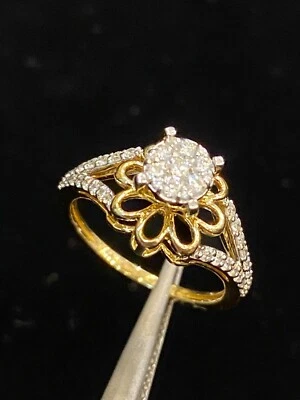 Pave 0.43 Cts Round Brilliant Cut Natural Diamond Anniversary Ring In 14K Gold - Image 1 of 4