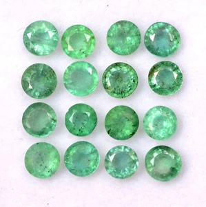 5.35 Cts Natural Emerald Round Cut 4 To 4.50 mm Lot 16 Pcs Untreated Loose Gems - Bild 1 von 4