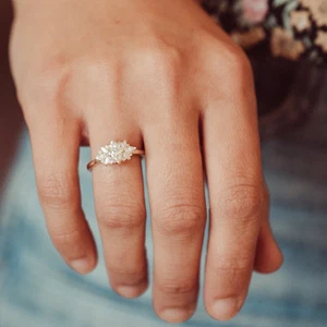 18k White Gold Solid Engagement Ring 1.50 Ct Marquise Cut IGI Lab Grown Diamond - Picture 1 of 12