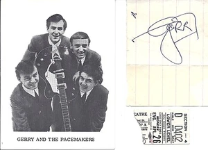 Gerry and the Pacemakers 1965 Original Autograph, Concert Ticket Stub, Mgt.Card  - Picture 1 of 2