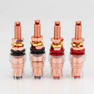4Pcs Pure Copper Binding Post Amplifier Speaker Banana Female Terminal Socket - Picture 1 of 9