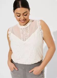 Torrid Lace Mixed Crew Neck Short Sleeve Top Women’s Size 3X New - Picture 1 of 14