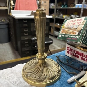 Fancy Solid Cast Unfinished Brass Art Nouveau Style Lamp Base, 6-7/8 Diameter - Picture 1 of 5