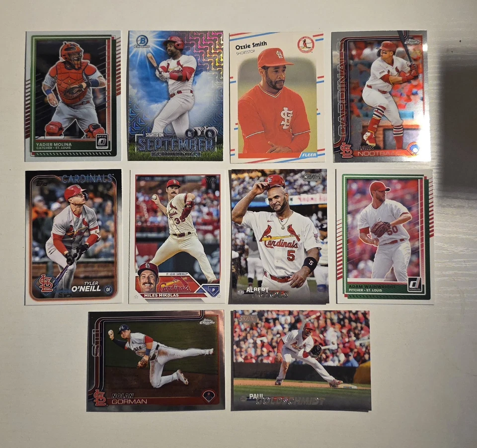 Lote de 10 cartões St. Louis Cardinals da MLB - Molina, Walker, Smith, Nootbaar - Imagem 1 de 1