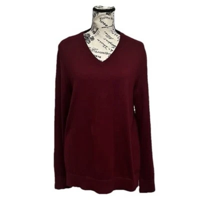 Express Sweater Mens M VNeck Merino Wool Blend Burgundy Preppy Modest Mature - Image 1 of 4