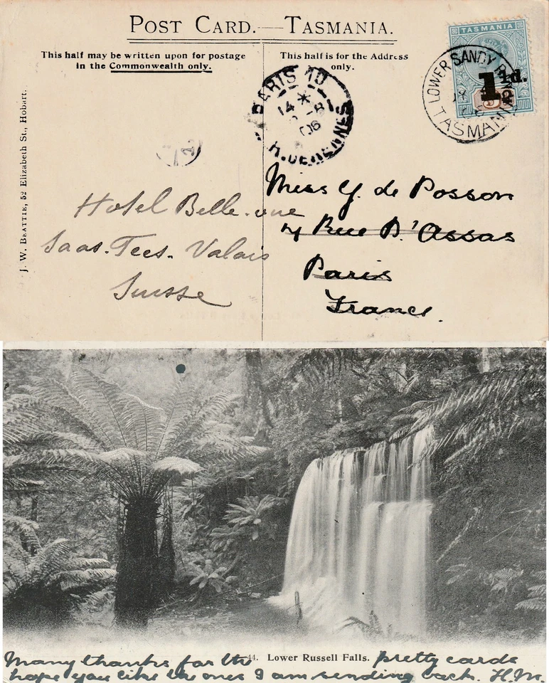 Australia a Francia BAHÍA DE ARENA BAJA TAS Reina Victoria 1d 1/2d Sobreimpresión PC 1906 Foto 1 de 1