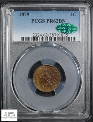 1879 Proof Indian Head Copper Cent 1C PCGS PR 62 BN CAC - Indian Cent - Image 1 of 4