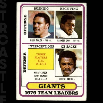 1980 Topps - Team Leaders Harry Carson, Terry Jackson, George Martin #94 (RC) 🏈 - Image 1 of 3