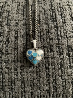 Brighton Amore Shades Silver, White Blue Heart Pendant Necklace - Image 1 of 4