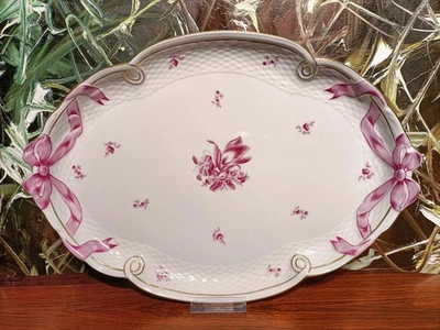 HEREND Hungary BOUQUET DE TULIPE Purpur, edles Tablett 41cm x 28,5cm - Bild 1 von 4