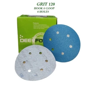 DEERFOS 6 ZOLL SCHLEIFTELLER KÖRNUNG 120 SCHLEIFPAPIER KLETT MIT 6 LÖCHERN 10 STCK. - Bild 1 von 5