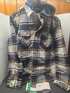Giacca camicia uomo Cloudview trapuntata in flanella XL NUOVA CON ETICHETTE con cappuccio - Foto 1 di 7