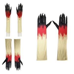 1Pairs Halloween Paw Claws Gloves w/Nails Fingernails Horror Gloves Cosplay - Picture 1 of 11