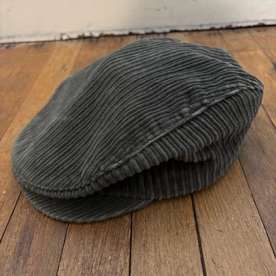 Vintage 90's NIKE Corduroy Swoosh Logo Fitted Golf Newsboy Hat Cap MEDIUM Green - Image 1 of 4