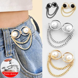 Alloy Waistband Button Adjustable Decorative Buckle for Trousers Silver - Picture 1 of 36