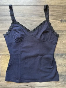 VTG Babydoll Black Lace Beaded Trim Camisole Tank Dark Fairy Whimsigoth Retro XL - Picture 1 of 12