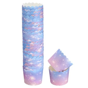 50Pcs Papierbackförmchen 6oz Cupcake Muffins Liner Wrapper Farbverlauf Pink Lila - Bild 1 von 5