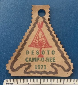 Vintage 1971 DESOTO COUNIL Camp-O-Ree Leather PATCH Arrowhead BSA Scouting - Bild 1 von 2