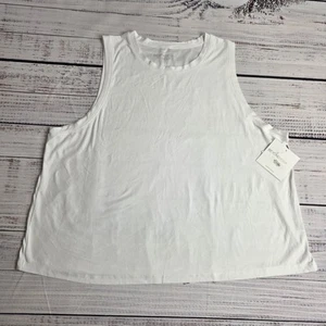 NWT Beyond Yoga Plus 1X White Featherweight Balanced Muscle Tank Polyester Span - Picture 1 of 10