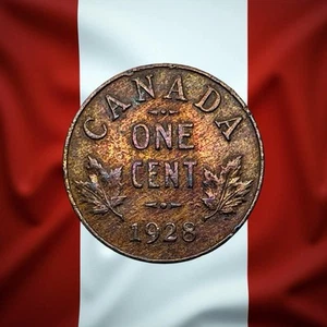 1928 Canada Small Cent - George V - Fantastic, Colorful Toning! - Combined Ship - Picture 1 of 2