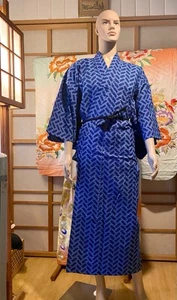 Men's Yukata kimono. Vintage-Custom Made At Kimono Shop In Japan Cotton Used - Picture 1 of 4