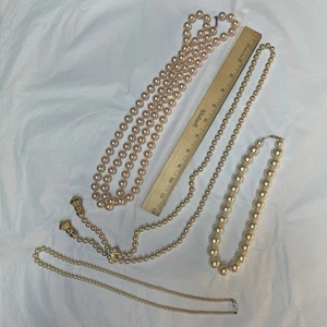 4 Necklaces, Beaded/Faux Pearl, Vintage - Picture 1 of 9