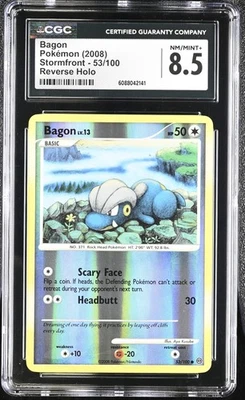 CGC 8.5 Bagon 2008 Stormfront 53/100 Reverse Holo Pokemon Card - Image 1 of 2