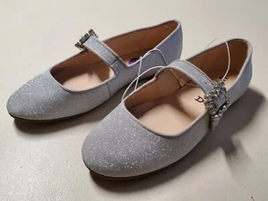Unisa flache Damenschuhe silber Glitzer, Riemen mit Strassschnalle Größe 61/2M - Bild 1 von 14