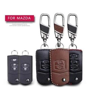 Leather Folding Car Key Shell Cover Case For Mazda 2 Demio 3 5 6 CX7 CX9 RX8 MX5 - Bild 1 von 24