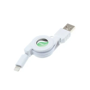 iPHONE iPAD iPOD - RETRACTABLE USB CABLE FAST CHARGE POWER CORD SYNC WIRE WHITE - Picture 1 of 6