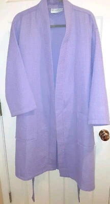 Towelnrobe Women's Size L Dusty Purple 3/4 Sleeve Belted Robe Pockets Waffle - Image 1 of 4