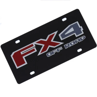 Placa de matrícula con logotipo todoterreno Ford FX4 (rojo sobre negro carbono) Foto 1 de 4