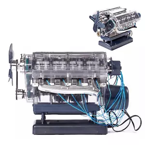 DIY Mini V8 Engine Model Kit Working Miniature Motor Silver For Adults - Picture 1 of 11