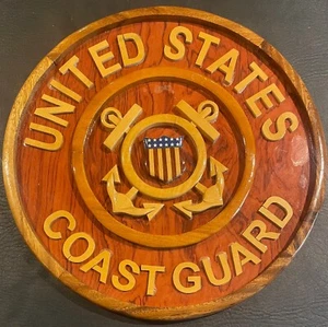 UNITED STATES COAST GUARD WALL DECORATION WOODEN ART, 100% NATURAL WOOD - Picture 1 of 3