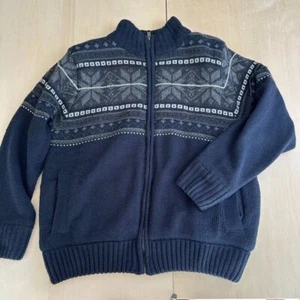 Tricots St. Raphael Blue Sherpa Fleece Zip Up Sweater Herren M Snowflake Gray - Bild 1 von 6