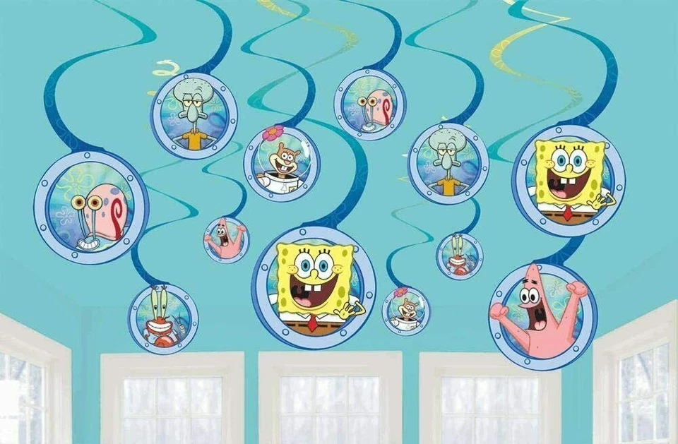 Spongebob Squarepants Swirl Decoration Birthday Party Danglers 5 Packs of 12 - Image 1 of 1