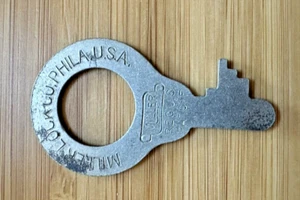 Miller Lock Co. Llave Esqueleto Plana Antigua De Colección Philadelphia Llave Corta 1.5" - Imagen 1 de 2