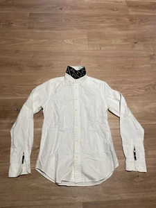 Ralph Lauren Rugby Women's White Oxford Shirt with Skull Bone Tie Collar Size 8 - Picture 1 of 3