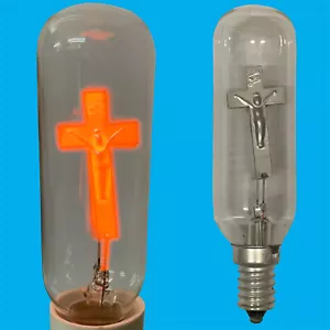 2x 3W Neon Cross Jesus on Crucifix Christian Light bulb SES E14 Decorative Lamp - Picture 1 of 4