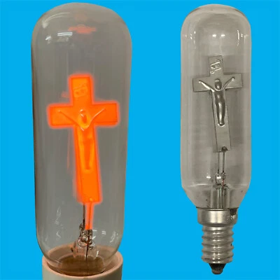 1x 3W Neon Cross Jesus on Crucifix Christian Light bulb SES E14 Decorative Lamp - Image 1 of 4