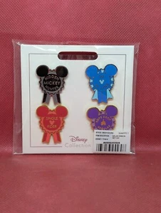 Mickey Mouse Icon Ribbon 1st in Line Rope Drop Single Rider Hidden Flair Pin Set - Picture 1 of 2