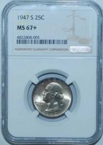 1947 S NGC MS67+ Washington Quarter - Picture 1 of 2
