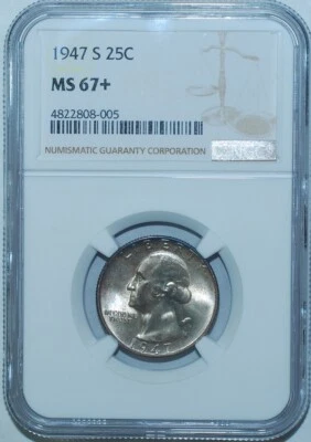 1947 S NGC MS67+ Washington Quarter - Image 1 of 2
