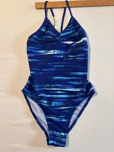 CHAMPION Blue Turquoise White One Piece Swimsuit Size S 4-6 - Picture 1 of 12