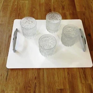Rectangular Serving Trays / Chrome Handles, Many Colours, 40x30cm 12" x 16" - Picture 1 of 11