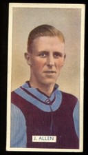 Tobacco Card, Carreras, FAMOUS FOOTBALLERS, 1935, J Allen, Aston Villa, #27